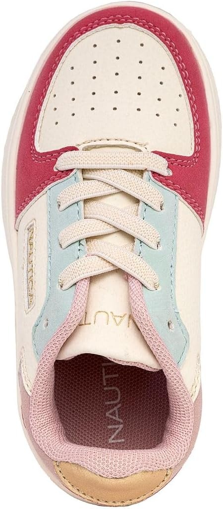 image:imageNautica Girls Sneakers Stylish LowTop Tennis Shoes with Cushioned Insole for Everyday Wear Toddler Little Kids and Big Kids LaceUpBungeeBone Coral Sky