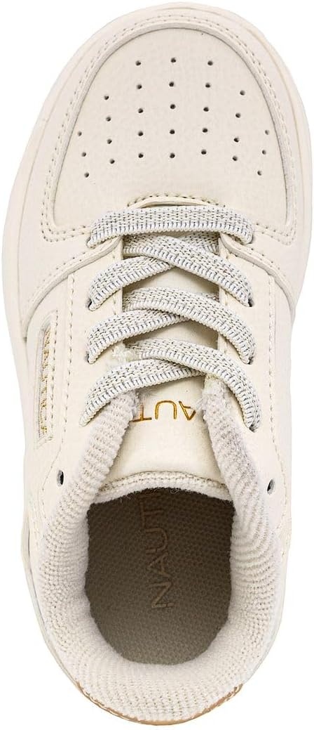 image:imageNautica Girls Sneakers Stylish LowTop Tennis Shoes with Cushioned Insole for Everyday Wear Toddler Little Kids and Big Kids LaceUpBungeeBone Pale Gold