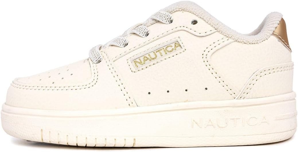 image:imageNautica Girls Sneakers Stylish LowTop Tennis Shoes with Cushioned Insole for Everyday Wear Toddler Little Kids and Big Kids LaceUpBungeeBone Pale Gold