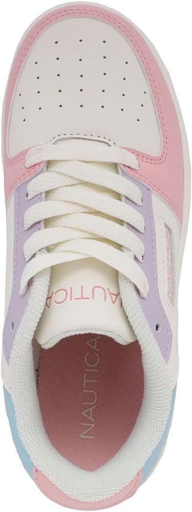image:imageNautica Girls Sneakers Stylish LowTop Tennis Shoes with Cushioned Insole for Everyday Wear Toddler Little Kids and Big Kids LaceUpBungeeBone Pastel Multi