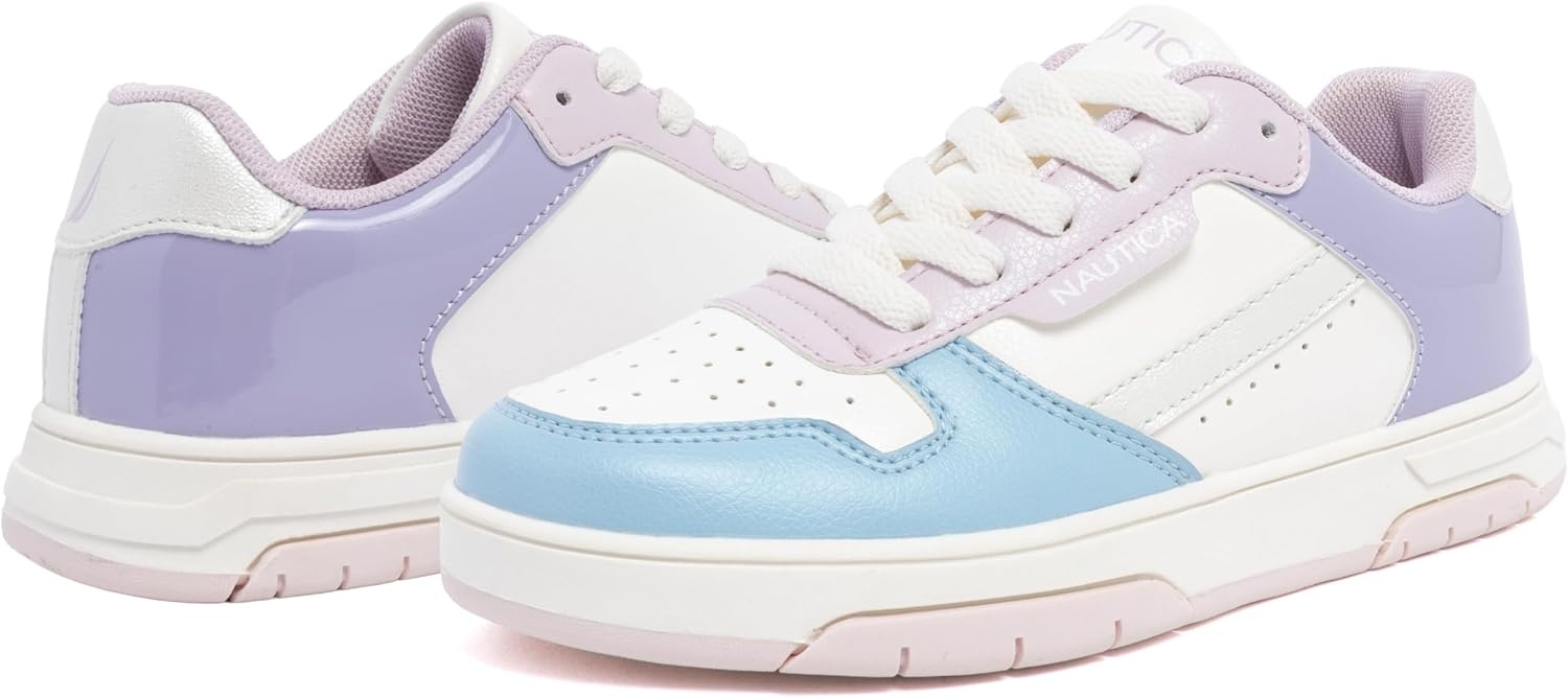 image:imageNautica Girls Sneakers Stylish LowTop Tennis Shoes with Cushioned Insole for Everyday Wear Toddler Little Kids and Big Kids LaceUpBungeeCream Bluegienae