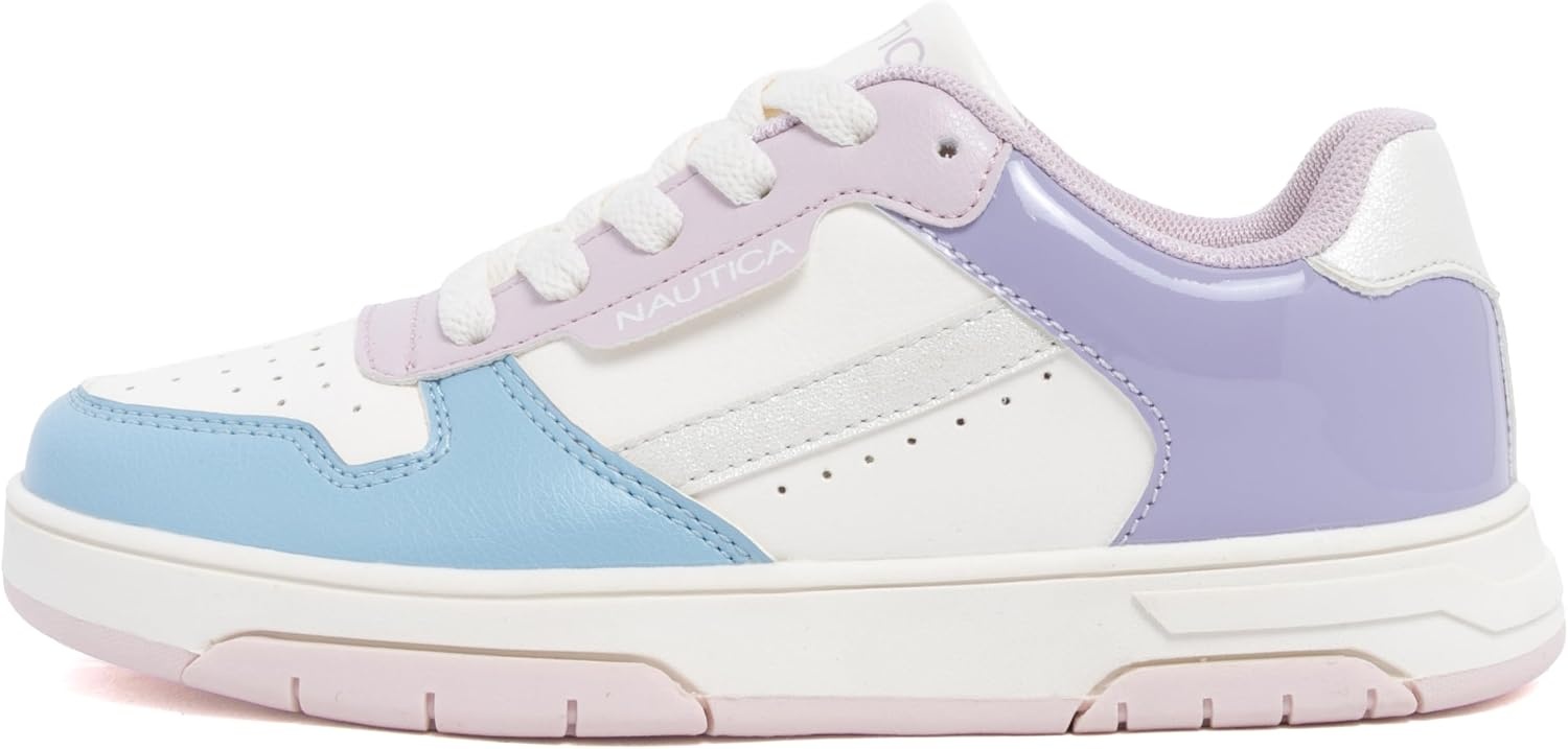 image:imageNautica Girls Sneakers Stylish LowTop Tennis Shoes with Cushioned Insole for Everyday Wear Toddler Little Kids and Big Kids LaceUpBungeeCream Bluegienae