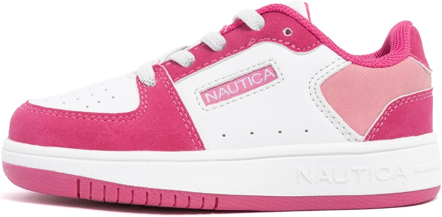 image:imageNautica Girls Sneakers Stylish LowTop Tennis Shoes with Cushioned Insole for Everyday Wear Toddler Little Kids and Big Kids LaceUpBungeeDark Pink White