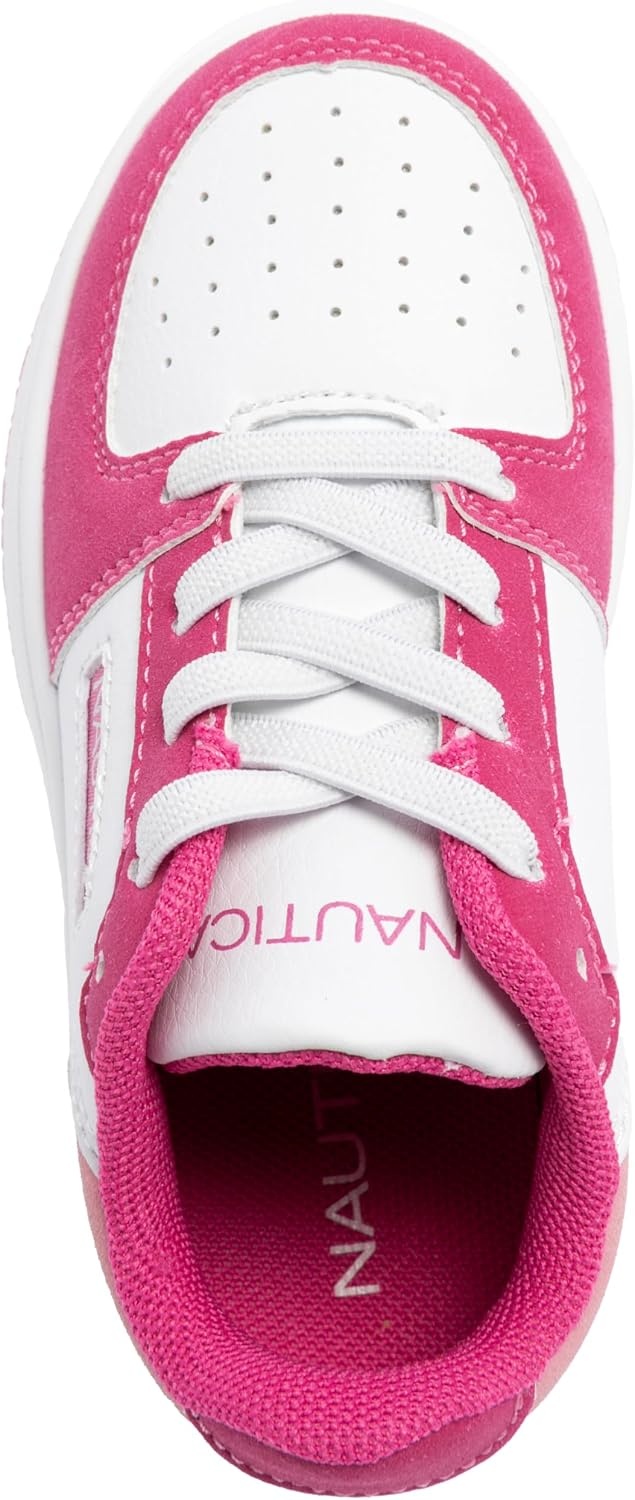 image:imageNautica Girls Sneakers Stylish LowTop Tennis Shoes with Cushioned Insole for Everyday Wear Toddler Little Kids and Big Kids LaceUpBungeeDark Pink White