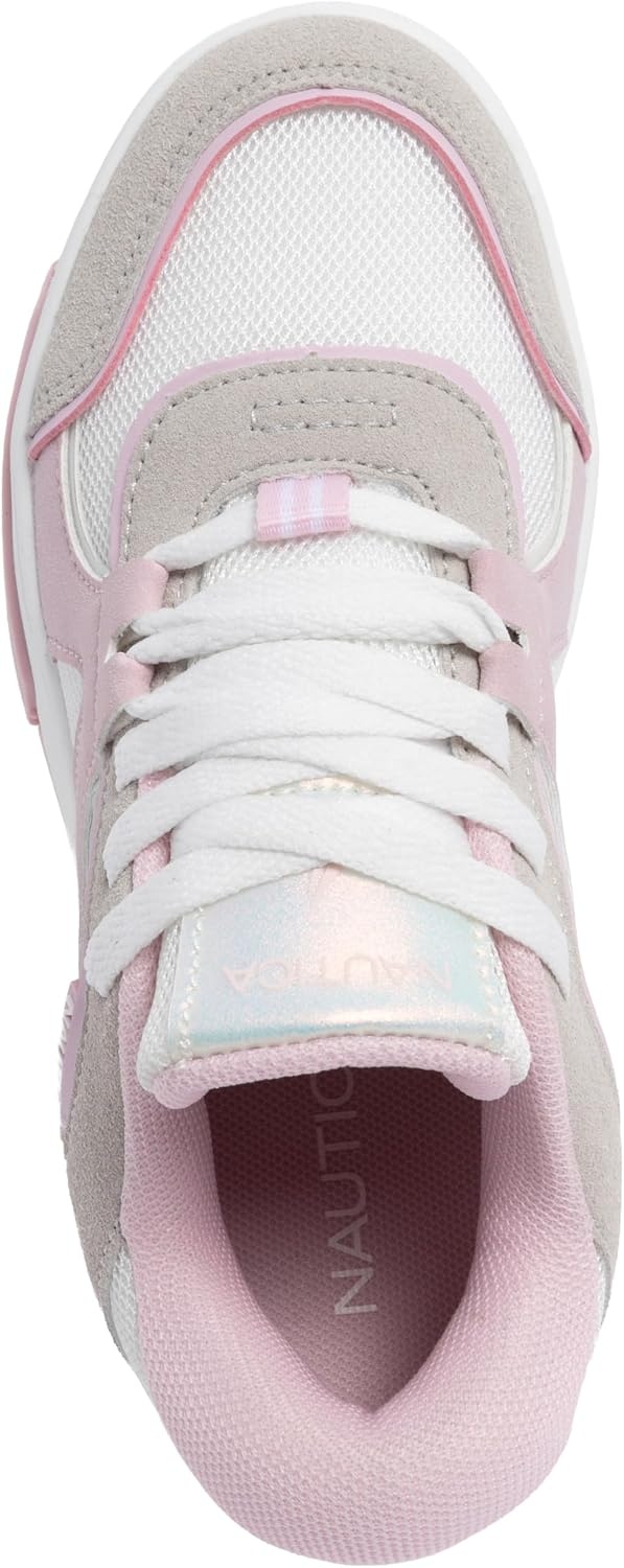 image:imageNautica Girls Sneakers Stylish LowTop Tennis Shoes with Cushioned Insole for Everyday Wear Toddler Little Kids and Big Kids LaceUpBungeeGray Pinkgarlan