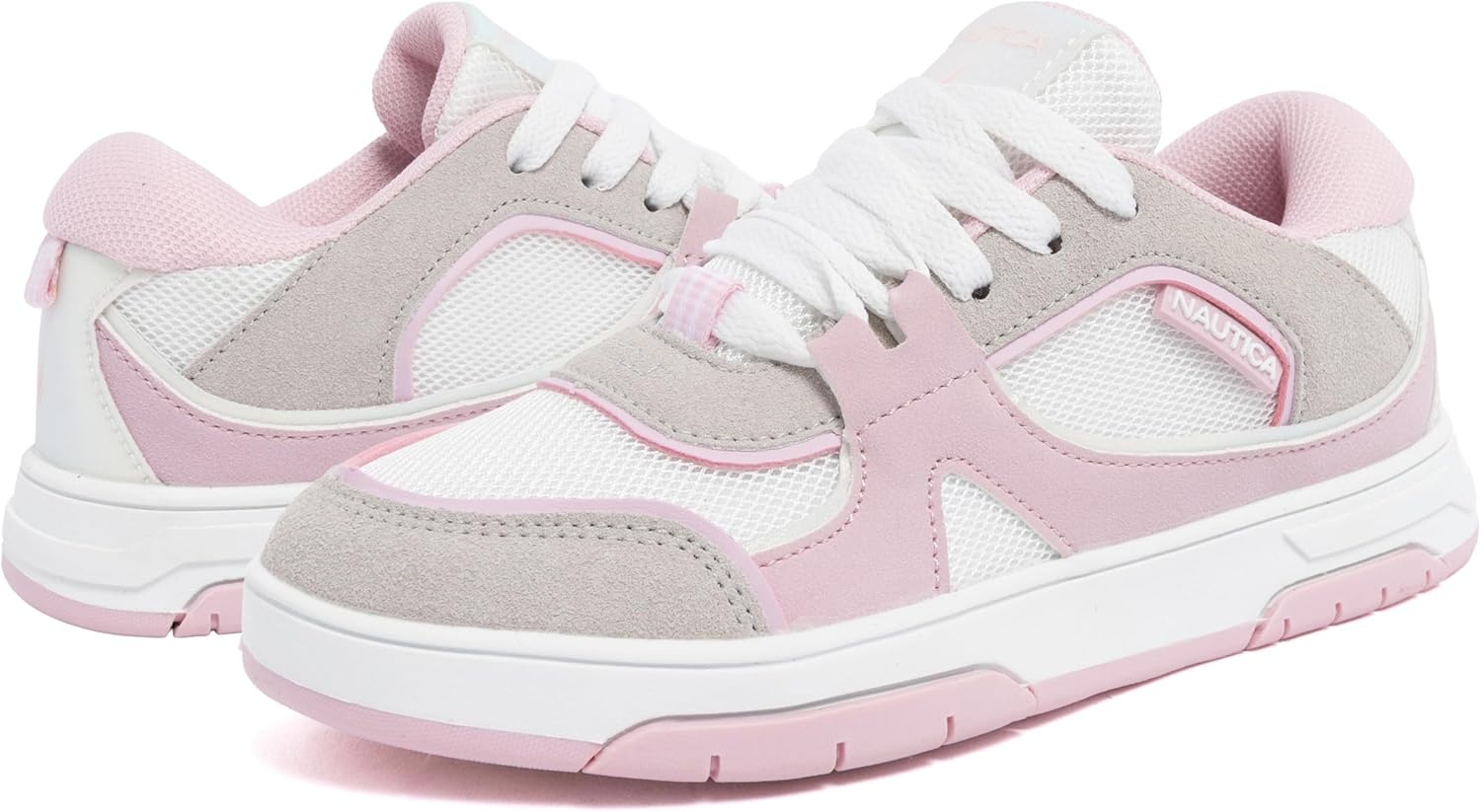 image:imageNautica Girls Sneakers Stylish LowTop Tennis Shoes with Cushioned Insole for Everyday Wear Toddler Little Kids and Big Kids LaceUpBungeeGray Pinkgarlan