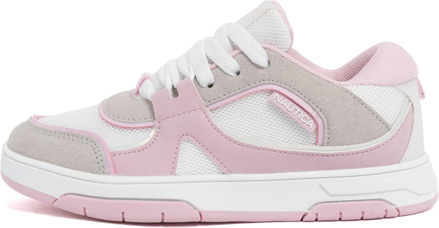image:imageNautica Girls Sneakers Stylish LowTop Tennis Shoes with Cushioned Insole for Everyday Wear Toddler Little Kids and Big Kids LaceUpBungeeGray Pinkgarlan