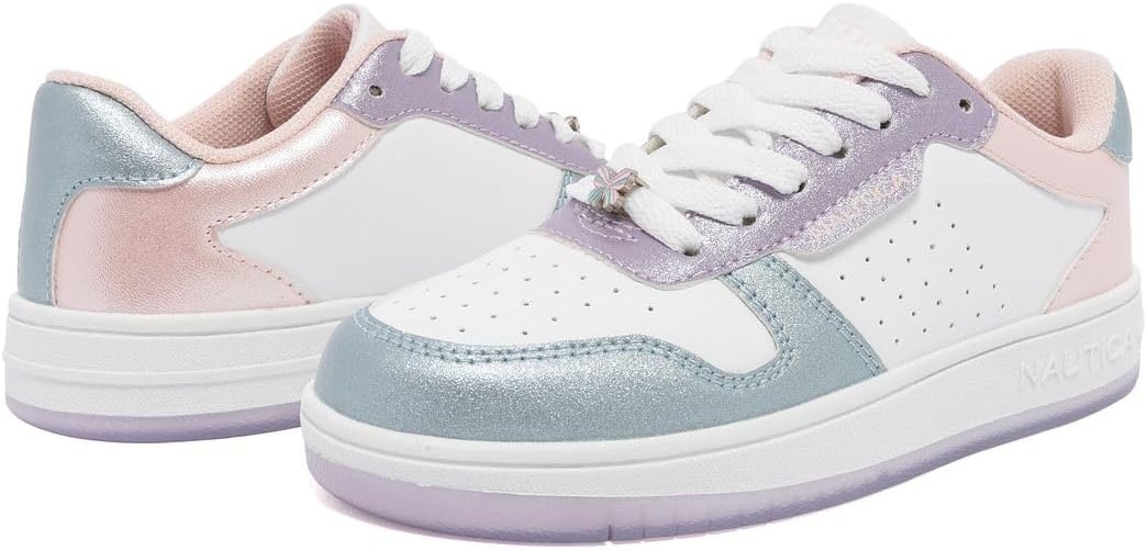 image:imageNautica Girls Sneakers Stylish LowTop Tennis Shoes with Cushioned Insole for Everyday Wear Toddler Little Kids and Big Kids LaceUpBungeePink Blue Lilacstafford