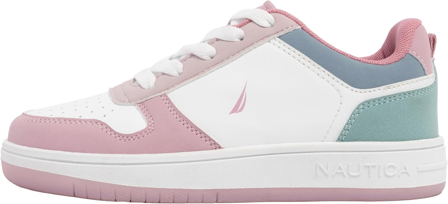 image:imageNautica Girls Sneakers Stylish LowTop Tennis Shoes with Cushioned Insole for Everyday Wear Toddler Little Kids and Big Kids LaceUpBungeePink Blue Purple