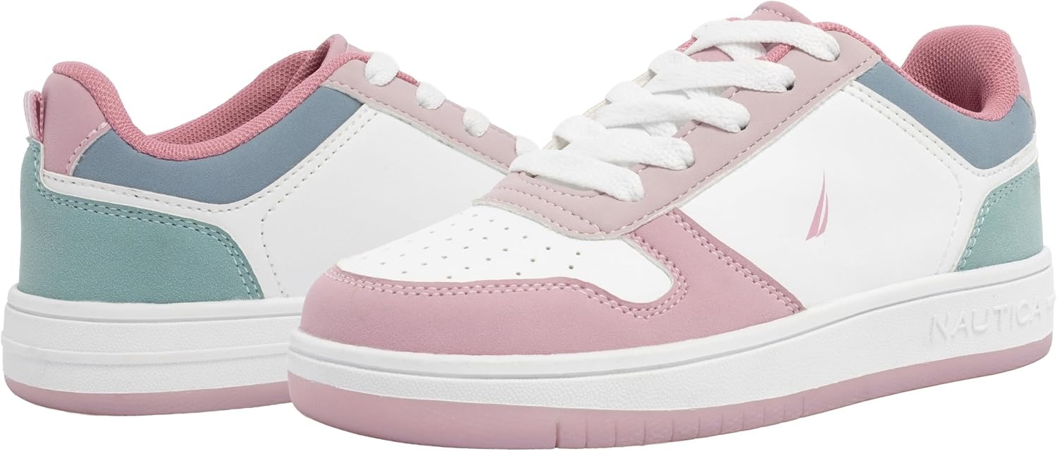 image:imageNautica Girls Sneakers Stylish LowTop Tennis Shoes with Cushioned Insole for Everyday Wear Toddler Little Kids and Big Kids LaceUpBungeePink Blue Purple