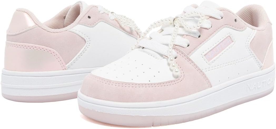 image:imageNautica Girls Sneakers Stylish LowTop Tennis Shoes with Cushioned Insole for Everyday Wear Toddler Little Kids and Big Kids LaceUpBungeePink Pearl