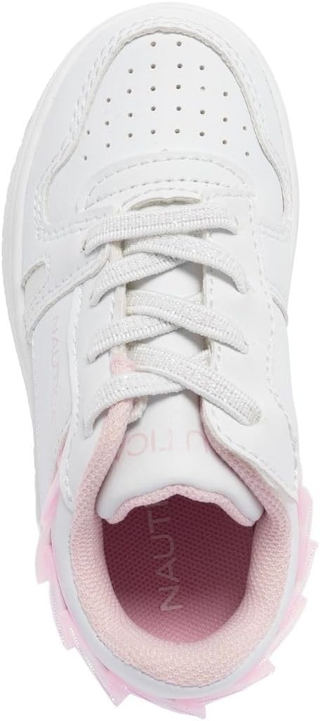 image:imageNautica Girls Sneakers Stylish LowTop Tennis Shoes with Cushioned Insole for Everyday Wear Toddler Little Kids and Big Kids LaceUpBungeePink White X Milra