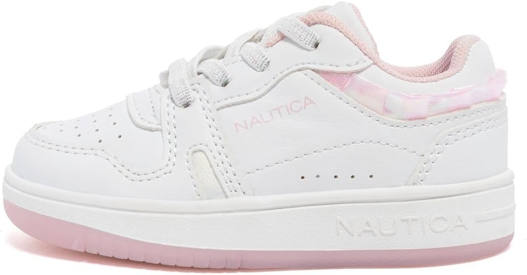 image:imageNautica Girls Sneakers Stylish LowTop Tennis Shoes with Cushioned Insole for Everyday Wear Toddler Little Kids and Big Kids LaceUpBungeePink White X Milra