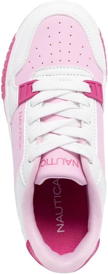 image:imageNautica Girls Sneakers Stylish LowTop Tennis Shoes with Cushioned Insole for Everyday Wear Toddler Little Kids and Big Kids LaceUpBungeePink Whitegavie