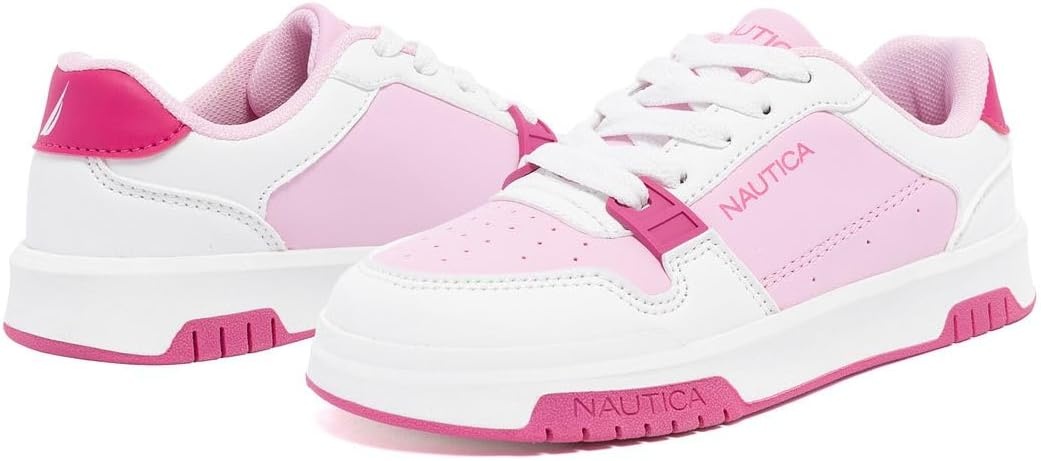 image:imageNautica Girls Sneakers Stylish LowTop Tennis Shoes with Cushioned Insole for Everyday Wear Toddler Little Kids and Big Kids LaceUpBungeePink Whitegavie