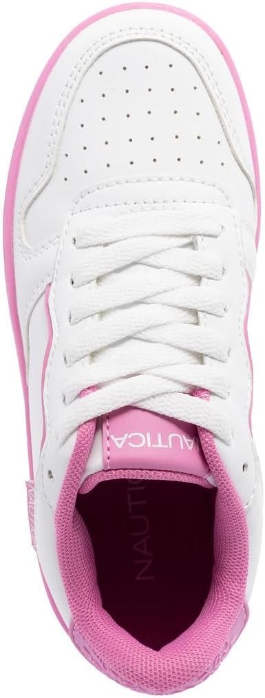 image:imageNautica Girls Sneakers Stylish LowTop Tennis Shoes with Cushioned Insole for Everyday Wear Toddler Little Kids and Big Kids LaceUpBungeeWhite Fuchsiaalmina