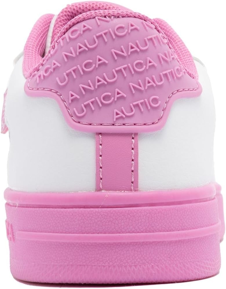 image:imageNautica Girls Sneakers Stylish LowTop Tennis Shoes with Cushioned Insole for Everyday Wear Toddler Little Kids and Big Kids LaceUpBungeeWhite Fuchsiaalmina