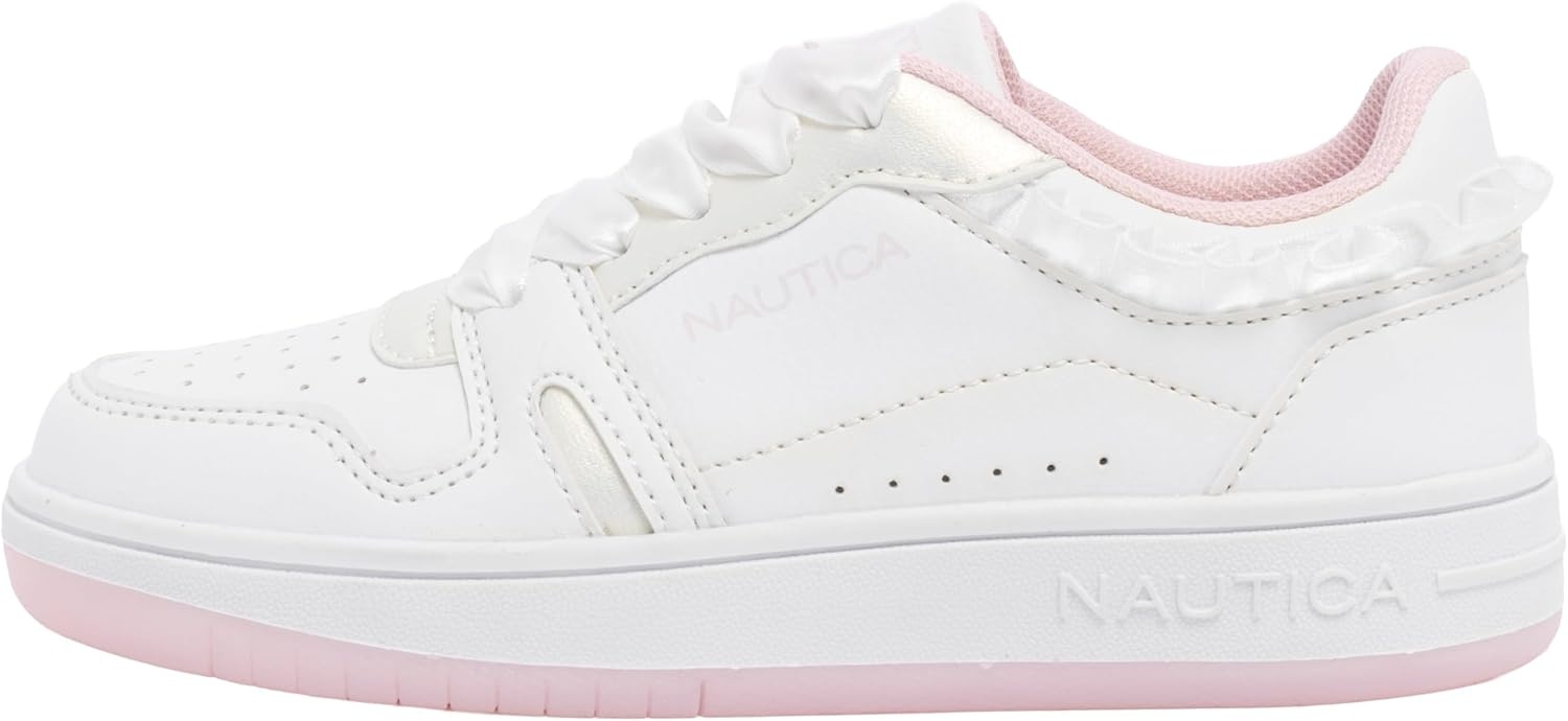 image:imageNautica Girls Sneakers Stylish LowTop Tennis Shoes with Cushioned Insole for Everyday Wear Toddler Little Kids and Big Kids LaceUpBungeeWhite Iridescent Milra