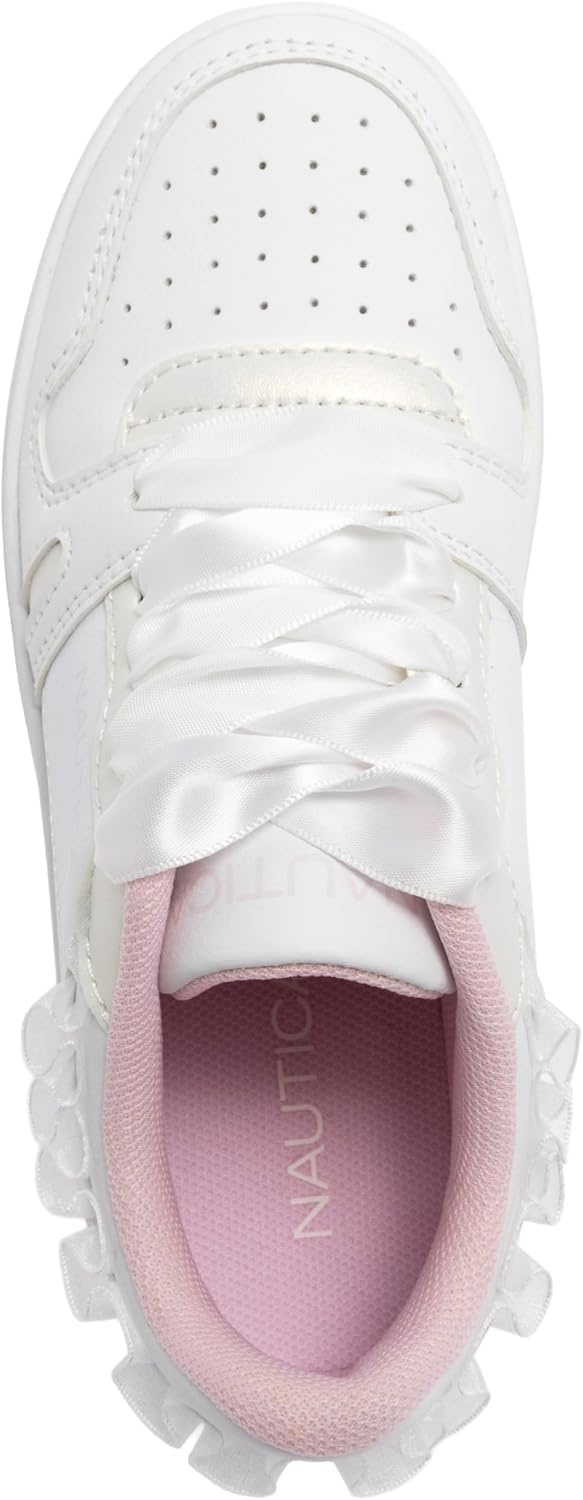 image:imageNautica Girls Sneakers Stylish LowTop Tennis Shoes with Cushioned Insole for Everyday Wear Toddler Little Kids and Big Kids LaceUpBungeeWhite Iridescent Milra