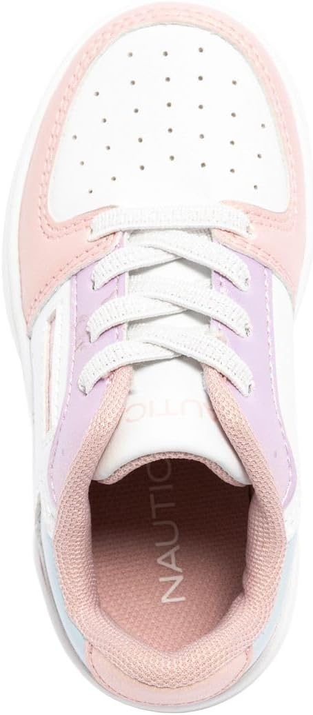 image:imageNautica Girls Sneakers Stylish LowTop Tennis Shoes with Cushioned Insole for Everyday Wear Toddler Little Kids and Big Kids LaceUpBungeeWhite Multi Shimmer