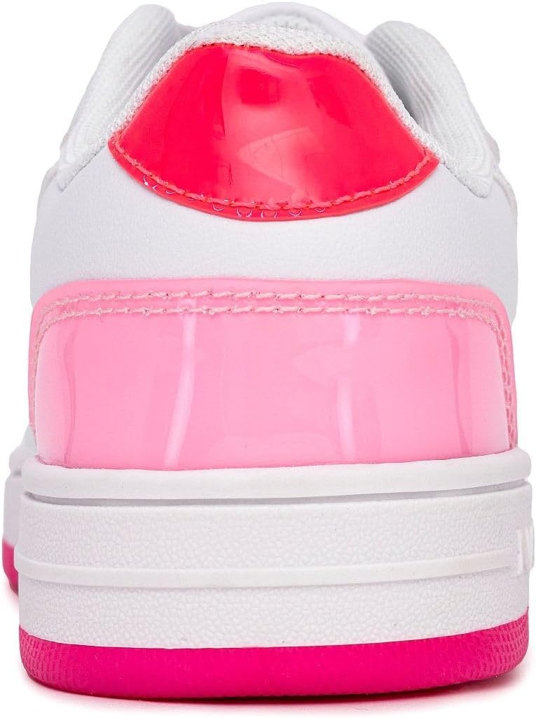 image:imageNautica Girls Sneakers Stylish LowTop Tennis Shoes with Cushioned Insole for Everyday Wear Toddler Little Kids and Big Kids LaceUpBungeeWhite Neon Pink