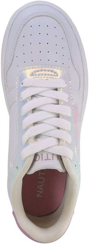 image:imageNautica Girls Sneakers Stylish LowTop Tennis Shoes with Cushioned Insole for Everyday Wear Toddler Little Kids and Big Kids LaceUpBungeeWhite Pearlized Stafford