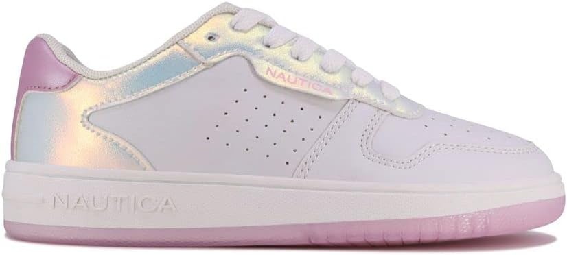 image:imageNautica Girls Sneakers Stylish LowTop Tennis Shoes with Cushioned Insole for Everyday Wear Toddler Little Kids and Big Kids LaceUpBungeeWhite Pearlized Stafford