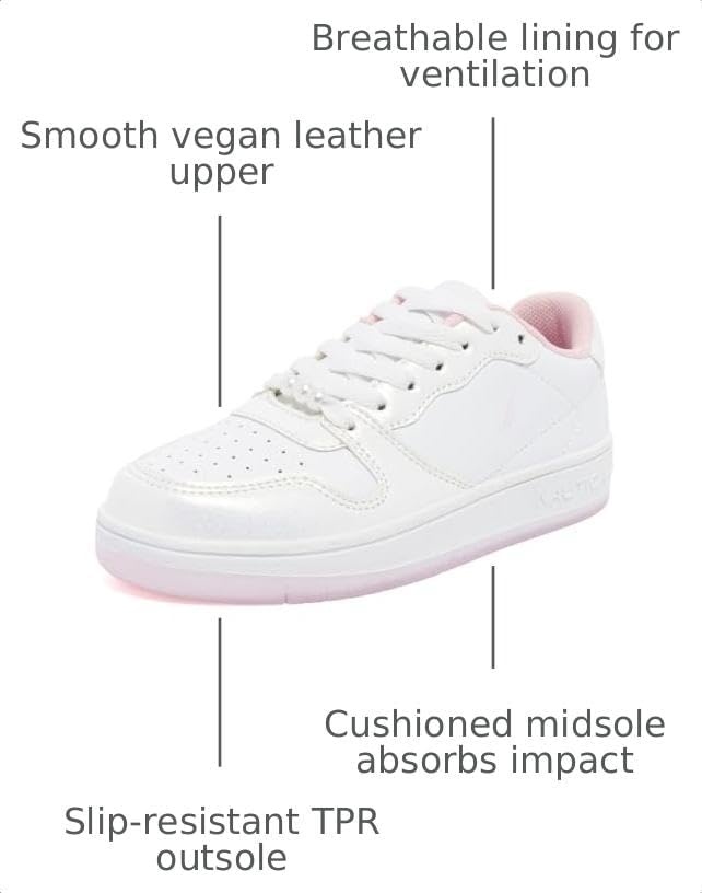 image:imageNautica Girls Sneakers Stylish LowTop Tennis Shoes with Cushioned Insole for Everyday Wear Toddler Little Kids and Big Kids LaceUpBungeeWhite Pearlmanetta