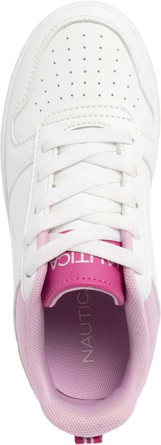 image:imageNautica Girls Sneakers Stylish LowTop Tennis Shoes with Cushioned Insole for Everyday Wear Toddler Little Kids and Big Kids LaceUpBungeeWhite Pink Blush
