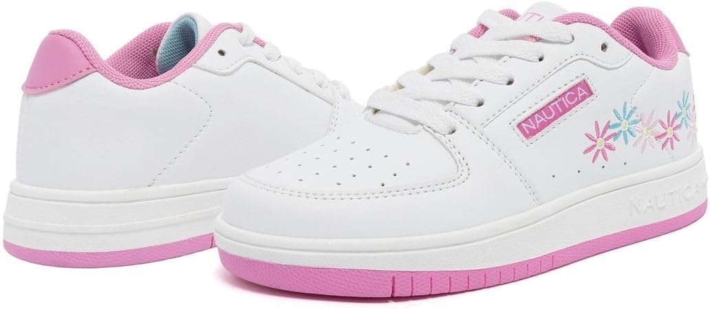 image:imageNautica Girls Sneakers Stylish LowTop Tennis Shoes with Cushioned Insole for Everyday Wear Toddler Little Kids and Big Kids LaceUpBungeeWhite Pink Bluemonsanta