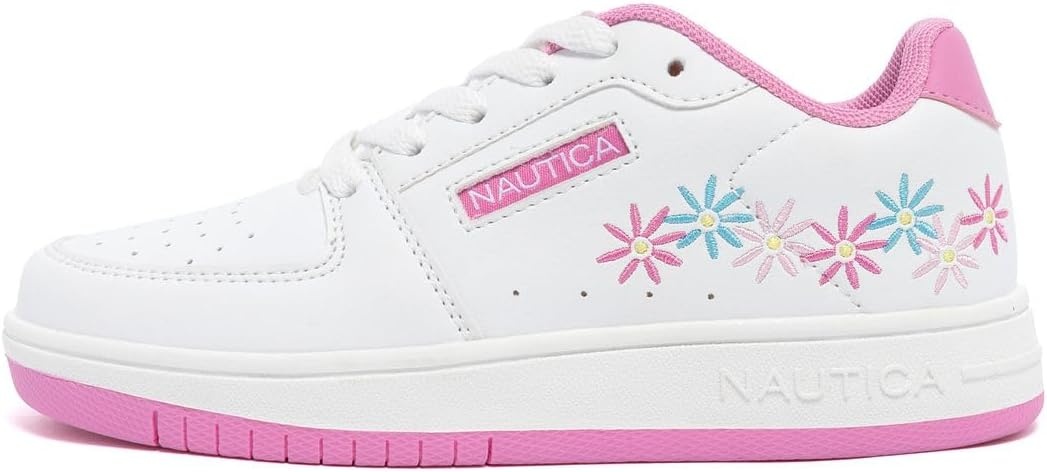 image:imageNautica Girls Sneakers Stylish LowTop Tennis Shoes with Cushioned Insole for Everyday Wear Toddler Little Kids and Big Kids LaceUpBungeeWhite Pink Bluemonsanta
