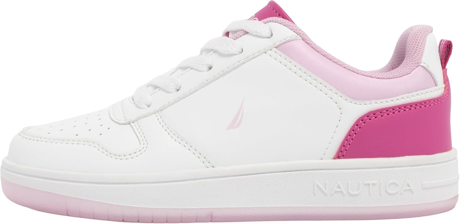 image:imageNautica Girls Sneakers Stylish LowTop Tennis Shoes with Cushioned Insole for Everyday Wear Toddler Little Kids and Big Kids LaceUpBungeeWhite Pink Blush