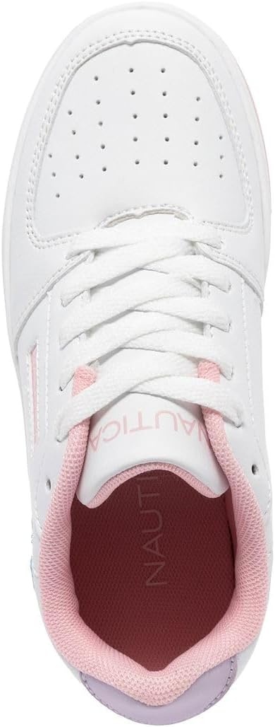 image:imageNautica Girls Sneakers Stylish LowTop Tennis Shoes with Cushioned Insole for Everyday Wear Toddler Little Kids and Big Kids LaceUpBungeeWhite Pink Butterfly
