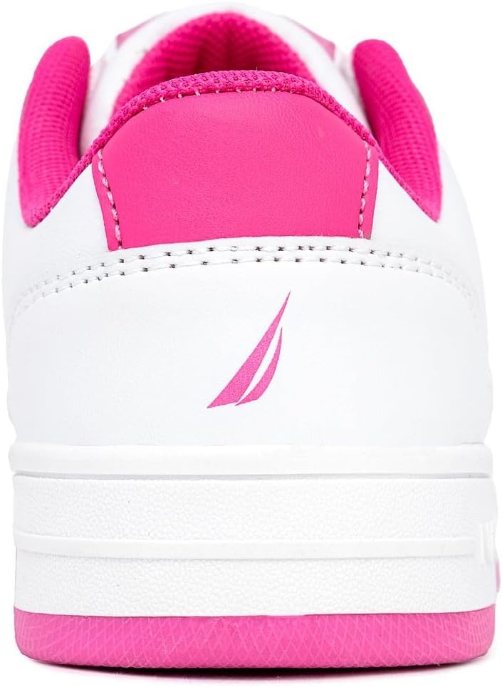 image:imageNautica Girls Sneakers Stylish LowTop Tennis Shoes with Cushioned Insole for Everyday Wear Toddler Little Kids and Big Kids LaceUpBungeeWhite Pink Glow