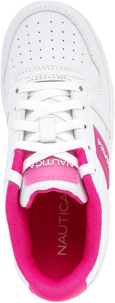 image:imageNautica Girls Sneakers Stylish LowTop Tennis Shoes with Cushioned Insole for Everyday Wear Toddler Little Kids and Big Kids LaceUpBungeeWhite Pink Glow