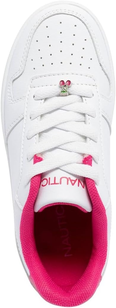 image:imageNautica Girls Sneakers Stylish LowTop Tennis Shoes with Cushioned Insole for Everyday Wear Toddler Little Kids and Big Kids LaceUpBungeeWhite Pinkcherry