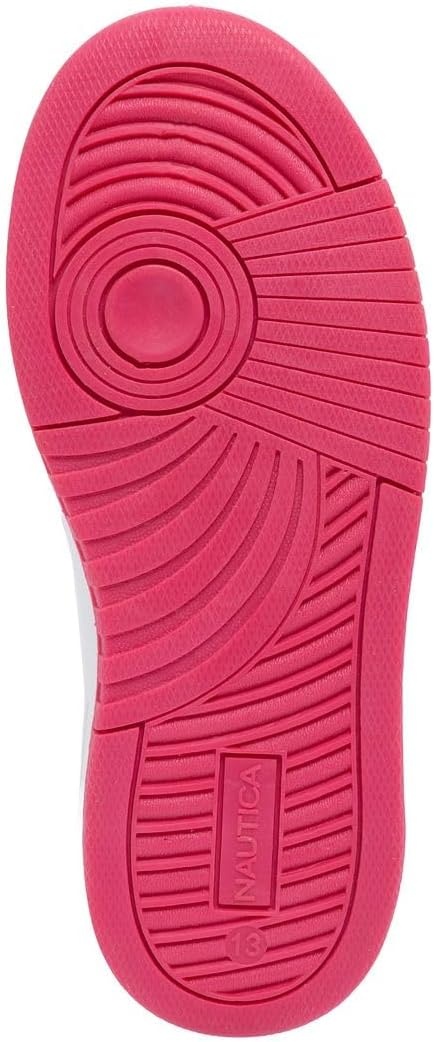 image:imageNautica Girls Sneakers Stylish LowTop Tennis Shoes with Cushioned Insole for Everyday Wear Toddler Little Kids and Big Kids LaceUpBungeeWhite Pinkcherry