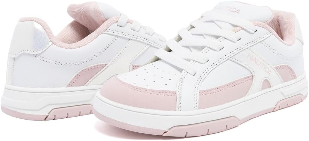 image:imageNautica Girls Sneakers Stylish LowTop Tennis Shoes with Cushioned Insole for Everyday Wear Toddler Little Kids and Big Kids LaceUpBungeeWhite Pinkgillespie