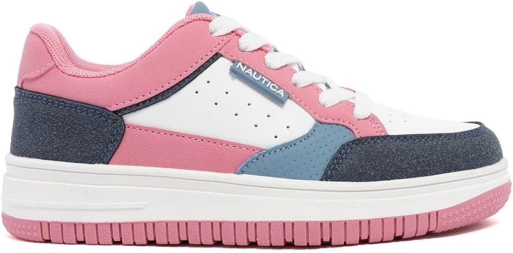 image:imageNautica Girls Sneakers Stylish LowTop Tennis Shoes with Cushioned Insole for Everyday Wear Toddler Little Kids and Big Kids LaceUpBungeeWhite Pinkisland