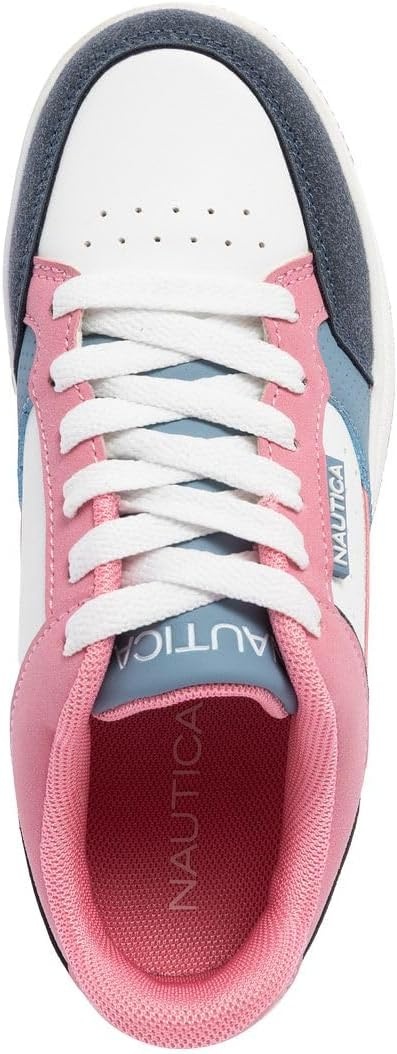 image:imageNautica Girls Sneakers Stylish LowTop Tennis Shoes with Cushioned Insole for Everyday Wear Toddler Little Kids and Big Kids LaceUpBungeeWhite Pinkisland