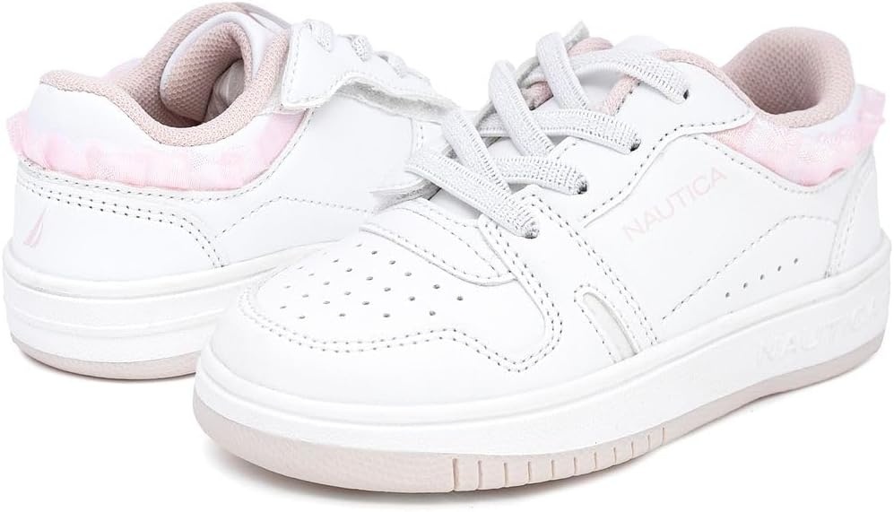 image:imageNautica Girls Sneakers Stylish LowTop Tennis Shoes with Cushioned Insole for Everyday Wear Toddler Little Kids and Big Kids LaceUpBungeeWhite Pinkmilra