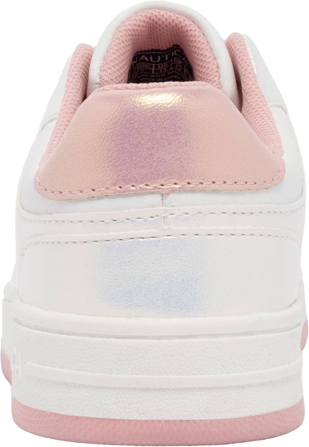 image:imageNautica Girls Sneakers Stylish LowTop Tennis Shoes with Cushioned Insole for Everyday Wear Toddler Little Kids and Big Kids LaceUpBungeeWhite Shimmer Pink