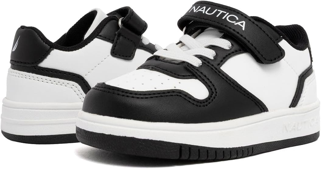 image:imageNautica Kids Adjustable Strap Shoes Comfortable Casual Sneakers for Boys and Girls Toddlers amp Little KidsWhite Black Seli