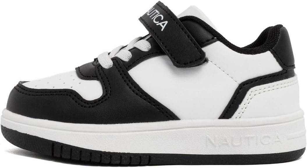 image:imageNautica Kids Adjustable Strap Shoes Comfortable Casual Sneakers for Boys and Girls Toddlers amp Little KidsWhite Black Seli