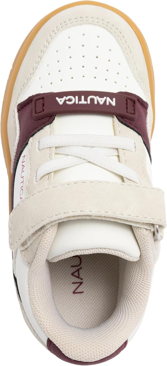 image:imageNautica Kids Adjustable Strap Shoes Comfortable Casual Sneakers for Boys and Girls Toddlers amp Little KidsWhite Burgundy Gum