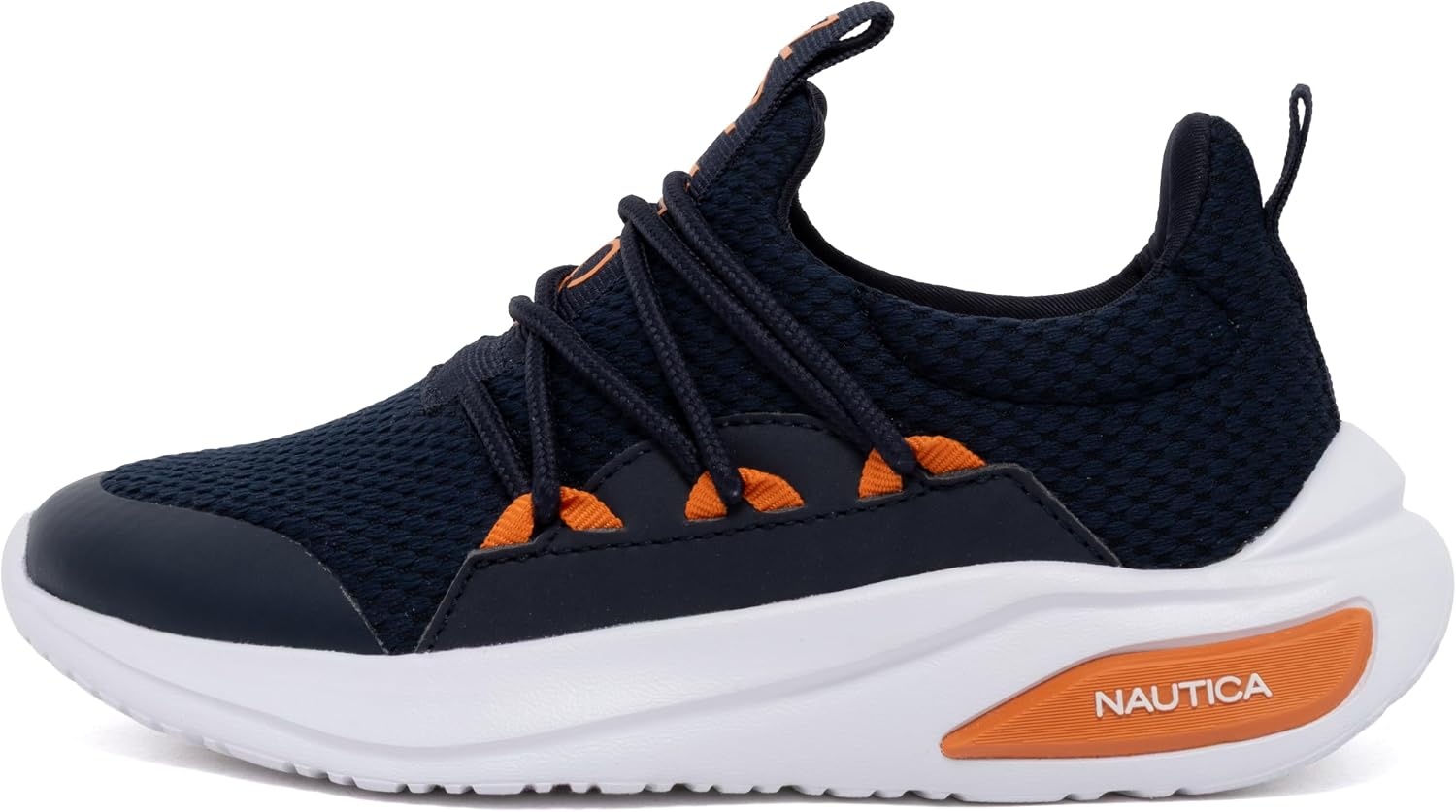 image:imageNautica Kids Athletic SlipOn Sneakers Comfortable Bungee Running Shoes for Boys and Girls Stylish and Supportive Footwear for Active Kids Big KidLittle KidToddlerNavy Orange