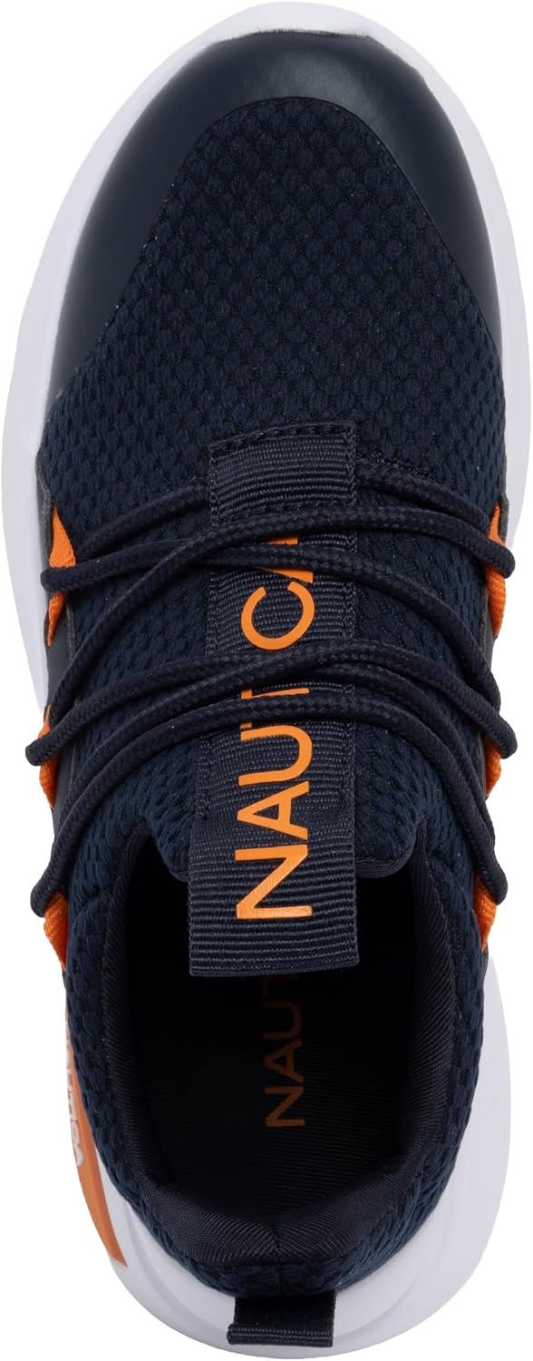 image:imageNautica Kids Athletic SlipOn Sneakers Comfortable Bungee Running Shoes for Boys and Girls Stylish and Supportive Footwear for Active Kids Big KidLittle KidToddlerNavy Orange