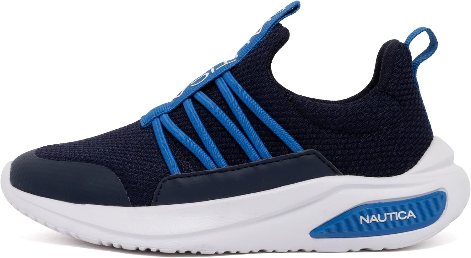 image:imageNautica Kids Athletic SlipOn Sneakers Comfortable Bungee Running Shoes for Boys and Girls Stylish and Supportive Footwear for Active Kids Big KidLittle KidToddlerNavy Cobalt 3y