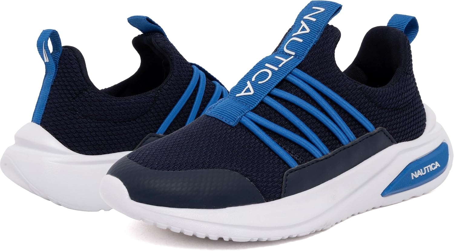 image:imageNautica Kids Athletic SlipOn Sneakers Comfortable Bungee Running Shoes for Boys and Girls Stylish and Supportive Footwear for Active Kids Big KidLittle KidToddlerNavy Cobalt 3y