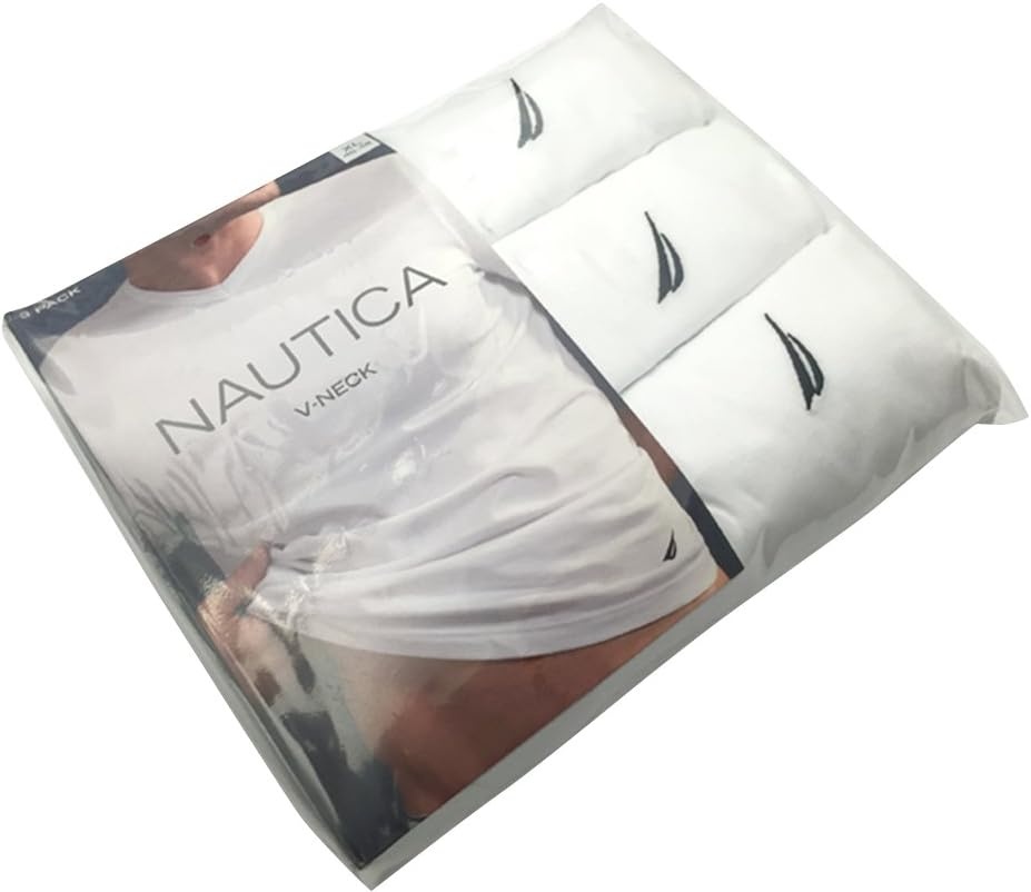 image:imageNautica Mens 3Pack Cotton VNeck TShirt3 Pack White